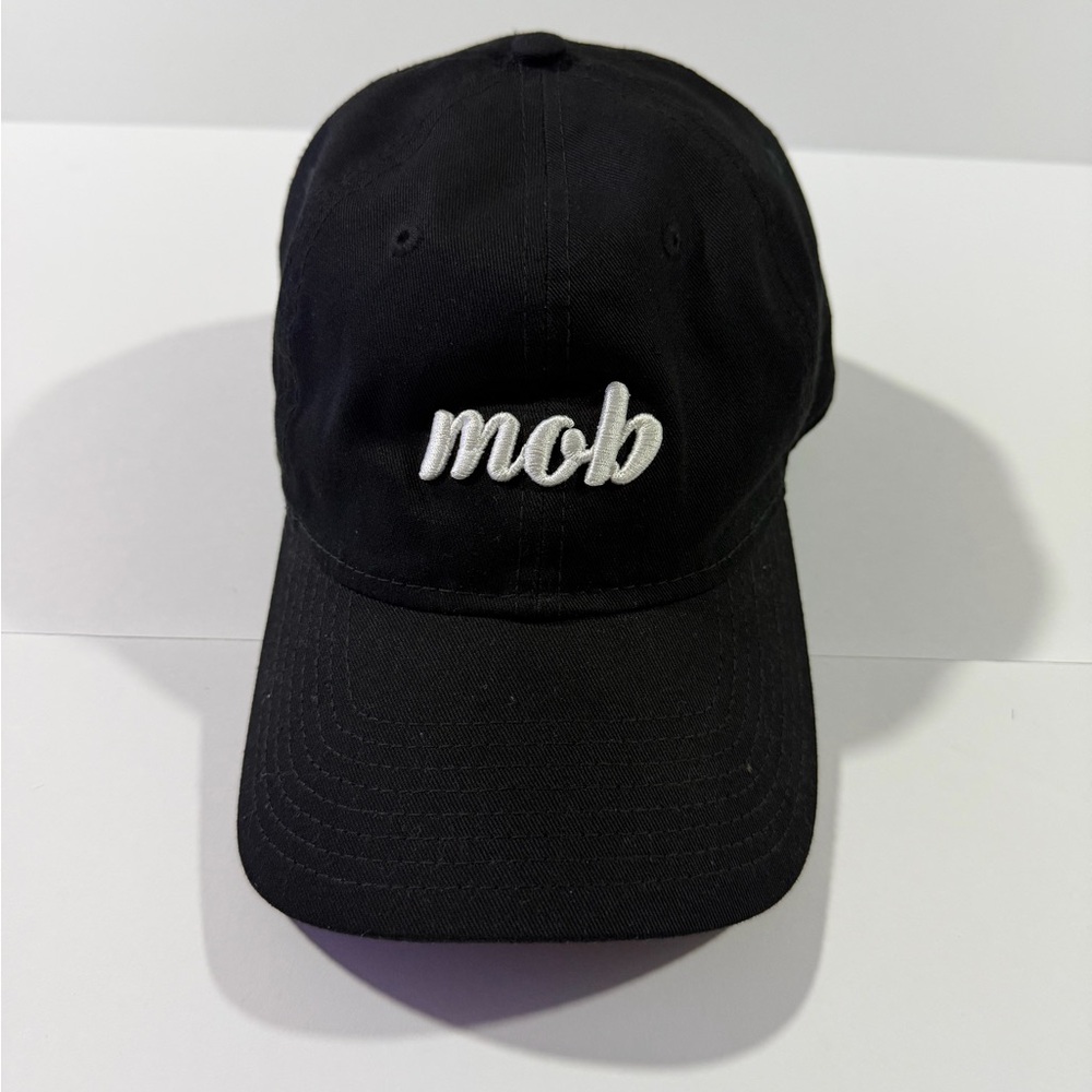 New Era Black Baseball Cap with White "mob" Embroidery